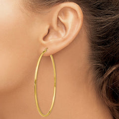 14k 2x65mm Polished Lightweight Tube Hoop Earrings