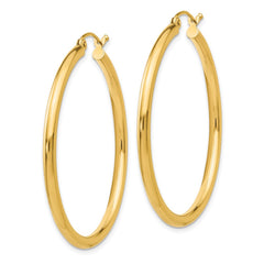 14K 2.5x40mm Polished Lightweight Tube Hoop Earrings