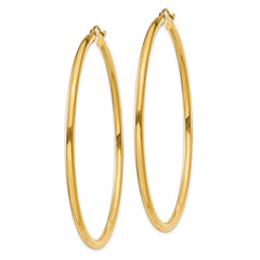 14K 2.5x60mm Polished Lightweight Tube Hoop Earrings
