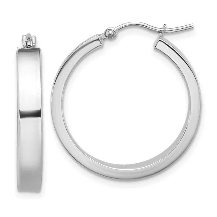 14k White Gold 4x25mm Polished Tube Hoop Earrings