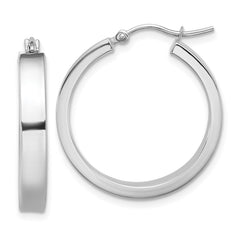 14k White Gold 4x25mm Polished Tube Hoop Earrings