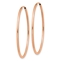 14k Rose Gold 1.5x38mm Polished Endless Tube Hoop Earrings