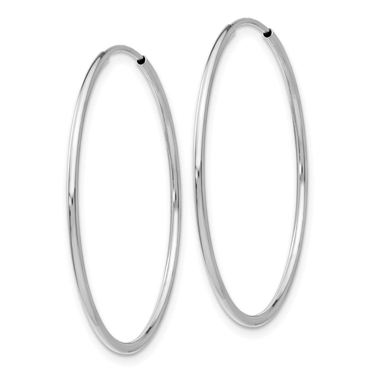 14k White Gold 1.2x34mm Polished Endless Tube Hoop Earrings