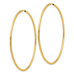 14K 2x70mm Polished Endless Tube Hoop Earrings