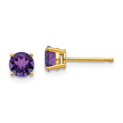 14k 5mm Round Amethyst Post Earrings