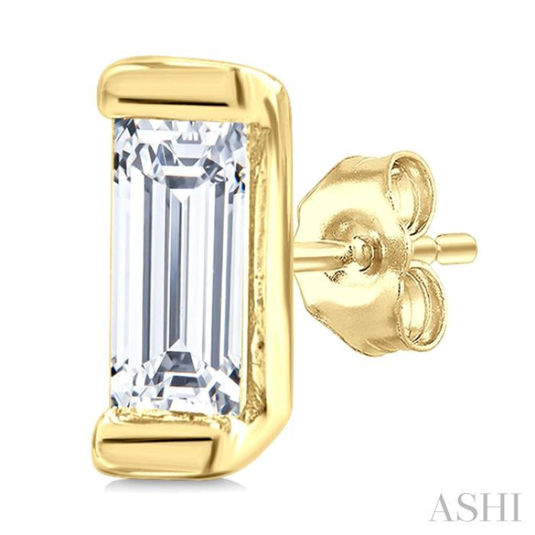 1/10 Ctw Baguette Diamond Petite Fashion Earrings in 10K Yellow Gold