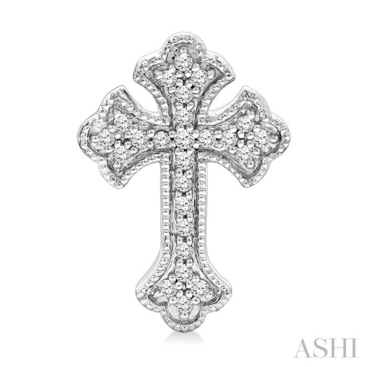 1/6 Ctw Round Cut Diamond Cross Petite Fashion Earrings in 10K White Gold
