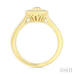 1/3 Ctw Pear shaped Art Deco Pear and Round Cut Diamond Fashion Ring in 14K Yellow Gold