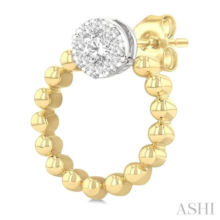 1/4 Ctw Round Cut Diamond Bead Shank Round Shape Lovebright Earrings in 10K Yellow and White Gold