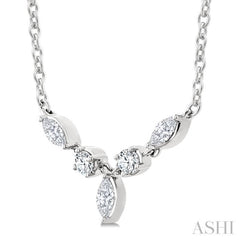 1/3 Ctw Marquise & Round Cut Diamond Necklace in 14K White Gold