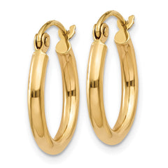 14k 2x15mm Polished Tube Hoop Earrings