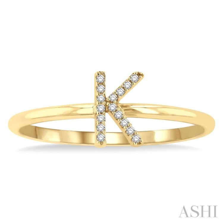 1/20 Ctw Initial 'K' Round Cut Diamond Fashion Ring in 10K Yellow Gold
