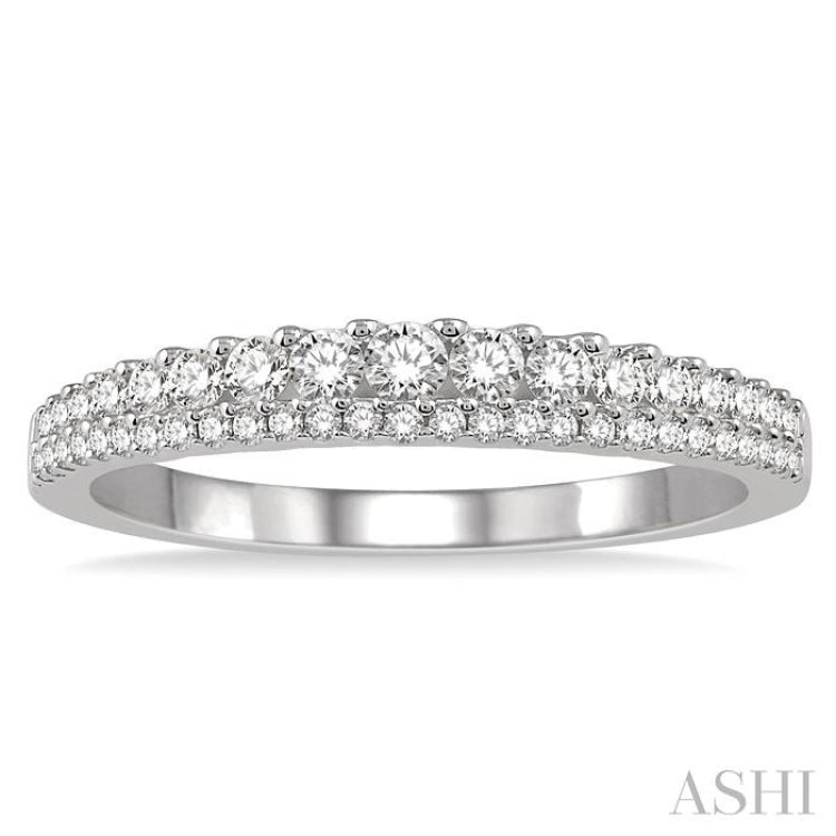 3/8 Ctw Double Row Round Cut Diamond Band in 14K White Gold