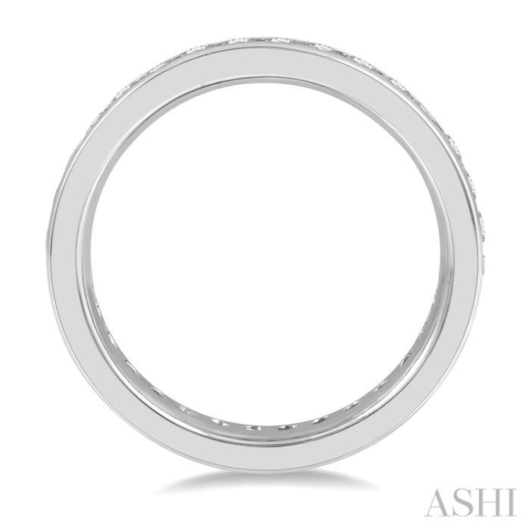1 Ctw Channel Round Cut Diamond Eternity Wedding Band in 14K White Gold
