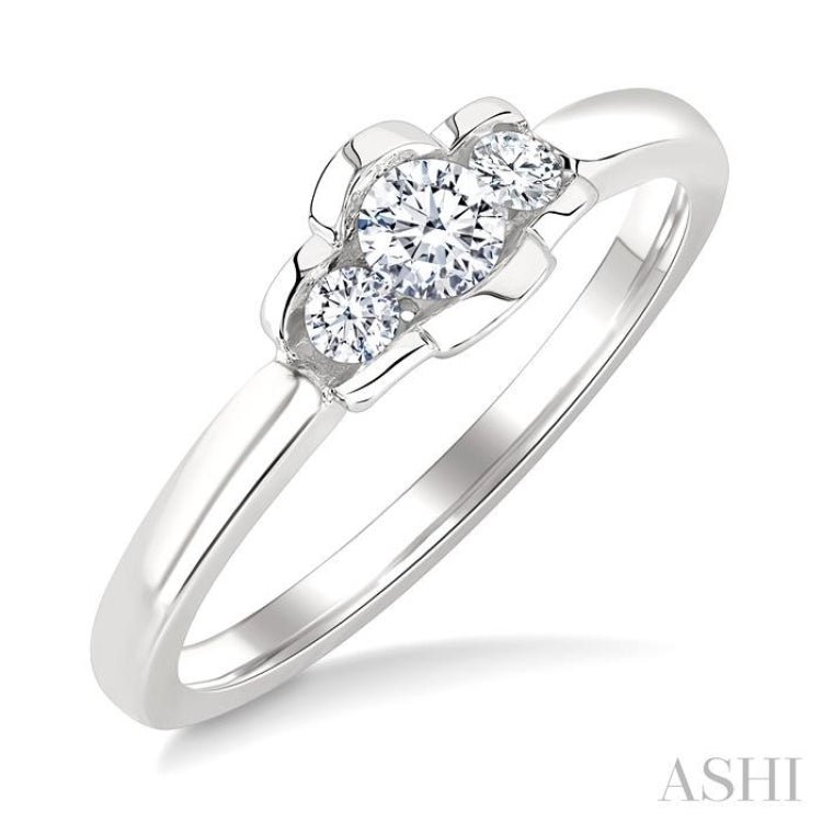 1/4 Ctw 3-Stone Round Cut Diamond Fashion Ring in 14K White Gold