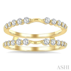 1/2 Ctw Graduated Prong Set Round Cut Diamond Insert Ring in 14K Yellow Gold