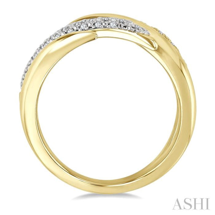 1/10 Ctw Bold Split Talon-Shaped Open Center Round Cut Diamond Fashion Band in Yellow Gold Vermeil