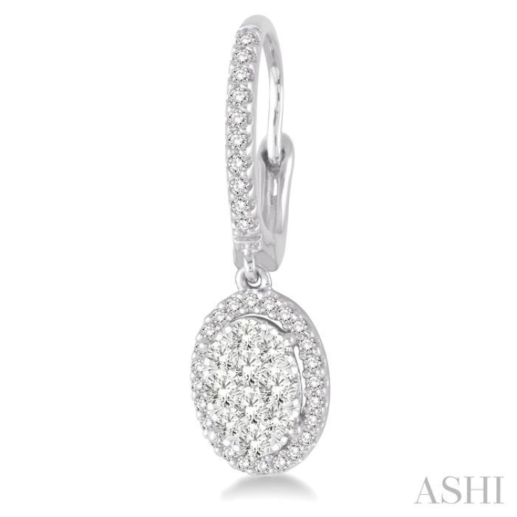 3/4 Ctw Oval Shape Diamond Lovebright Earrings in 14K White Gold