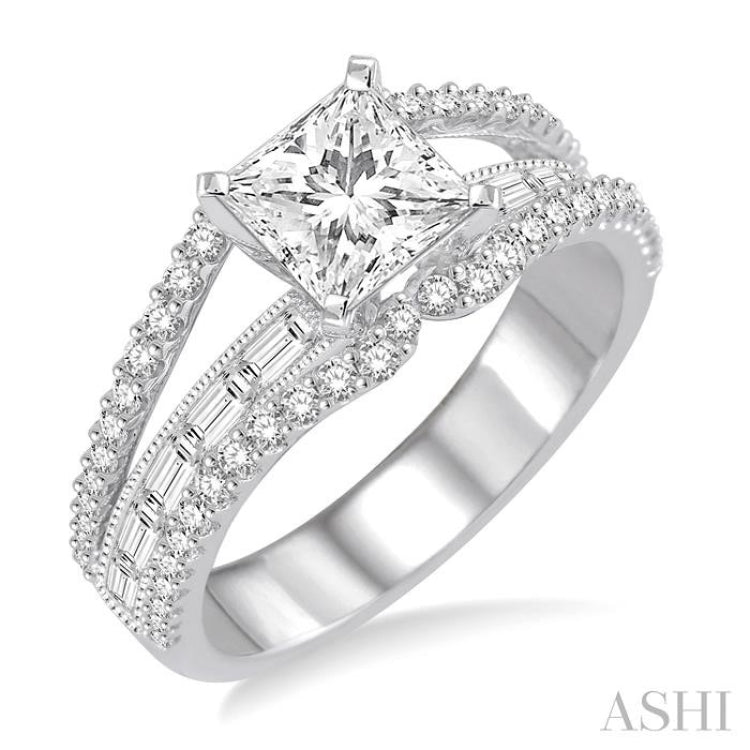 3/4 Ctw Diamond Semi-Mount Engagement Ring in 14K White Gold