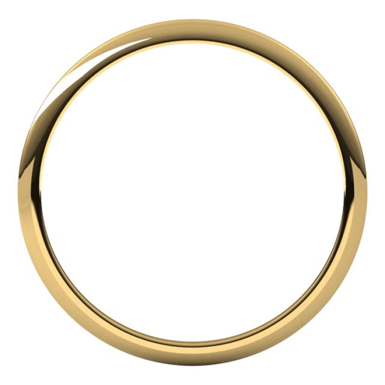 14K Yellow Gold 1 mm Half Round Band Size 4.5