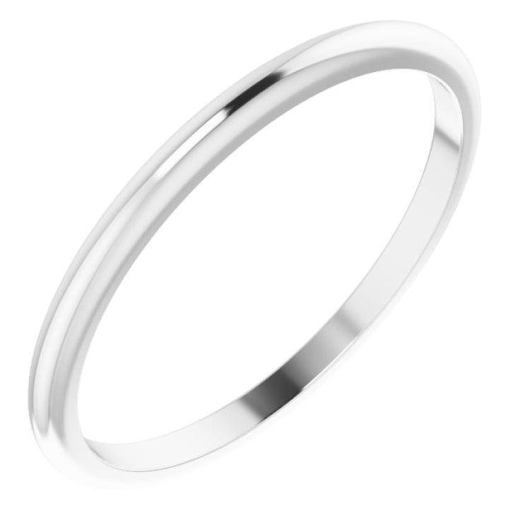 14K White Gold 1.5 mm Half Round Band Size 8.5