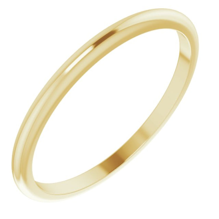 14K Yellow Gold 1.5 mm Half Round Band Size 5