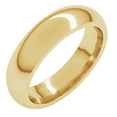 14K Yellow Gold 5 mm Comfort-Fit Half Round Band Size 10