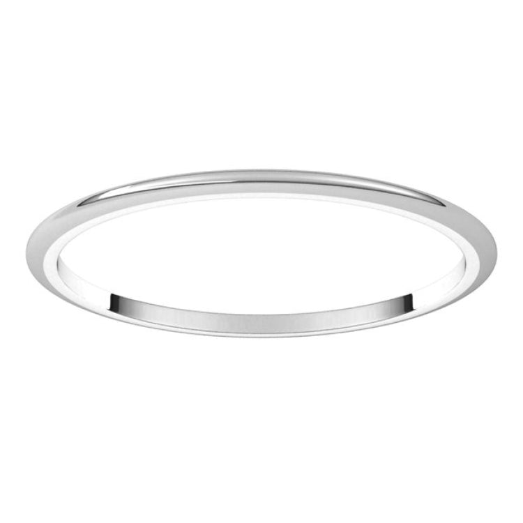 14K White Gold 1 mm Half Round Band Size 10