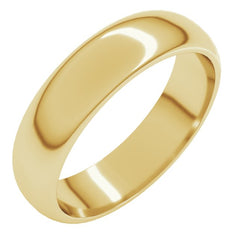 10K Yellow Gold 5 mm Half Round Band Size 6