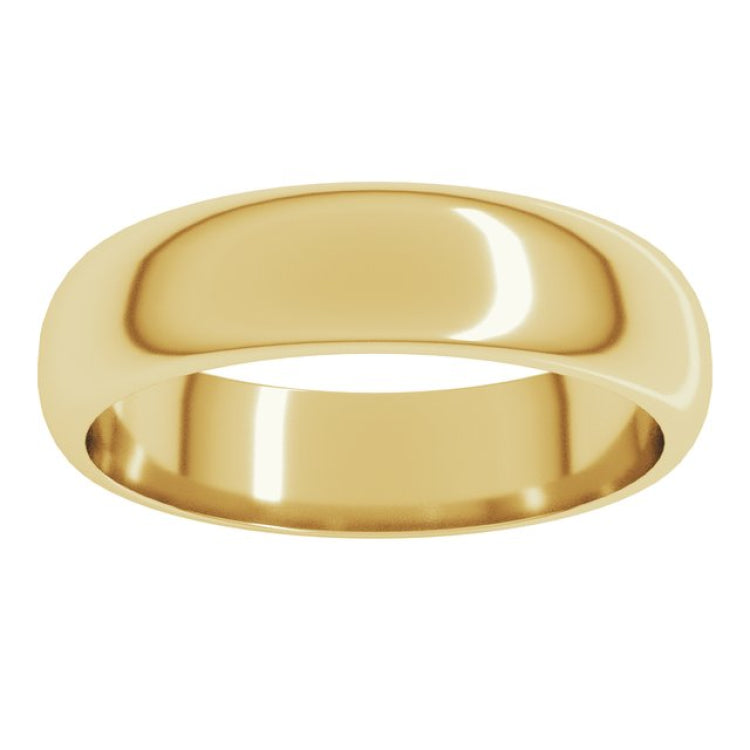 10K Yellow Gold 5 mm Half Round Band Size 6