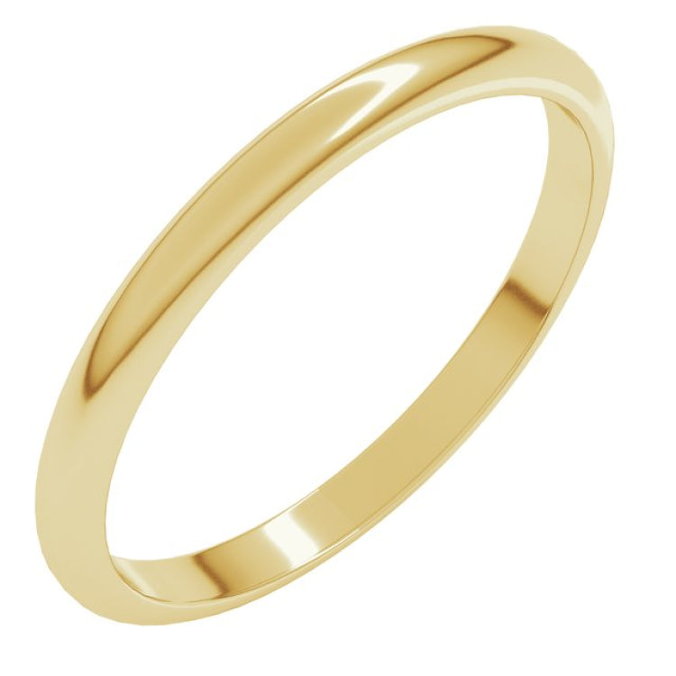 18K Yellow Gold 2 mm Half Round Band Size 6