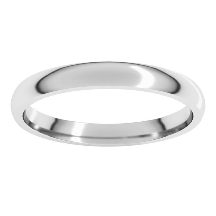14K White Gold 2.5 mm Lightweight Comfort-Fit Half Round Band Size 7