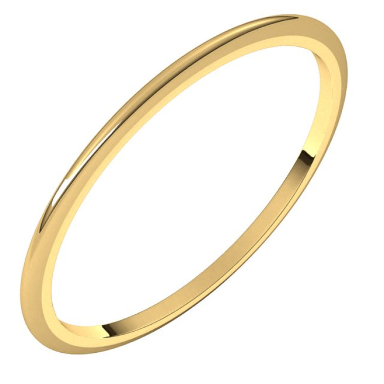 10K Yellow Gold 1 mm Half Round Band Size 8
