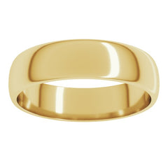 10K Yellow Gold 5 mm Lightweight Half Round Band Size 9
