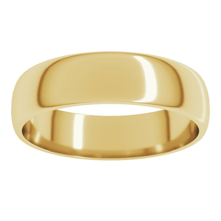 10K Yellow Gold 5 mm Lightweight Half Round Band Size 10