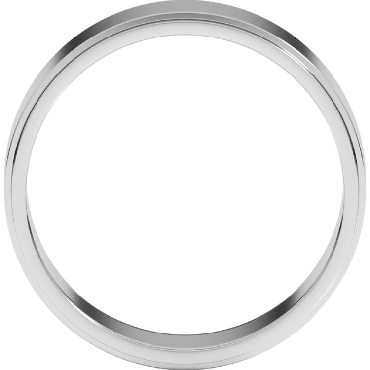 14K White Gold 6 mm Stepped-Edge Flat Band Size 9.5