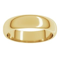 18K Yellow Gold 5 mm Half Round Band Size 11.5