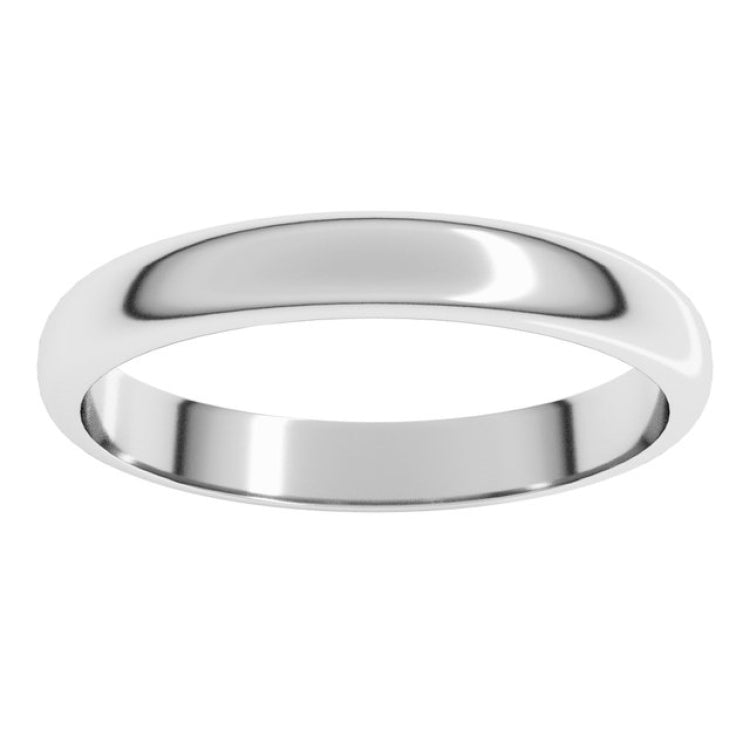 14K White Gold 3 mm Half Round Band Size 7.5
