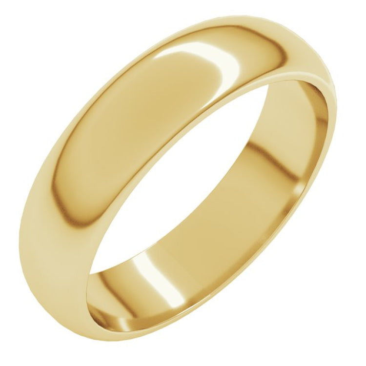 14K Yellow Gold 5 mm Half Round Band Size 8.5