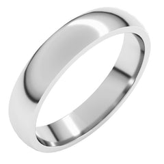 14K White Gold 4 mm Lightweight Comfort-Fit Half Round Band Size 4.5