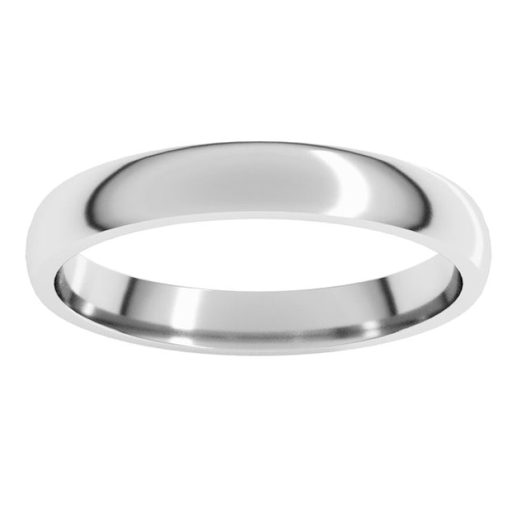 Platinum 3 mm Lightweight Comfort-Fit Half Round Band Size 8