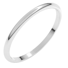 14K White Gold 1.5 mm Lightweight Half Round Band Size 5