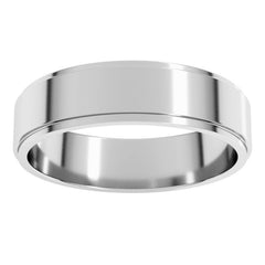 14K White Gold 5 mm Stepped-Edge Flat Band Size 11