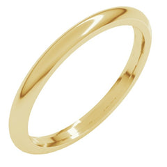 18K Yellow Gold 2 mm Comfort-Fit Half Round Band Size 3.5