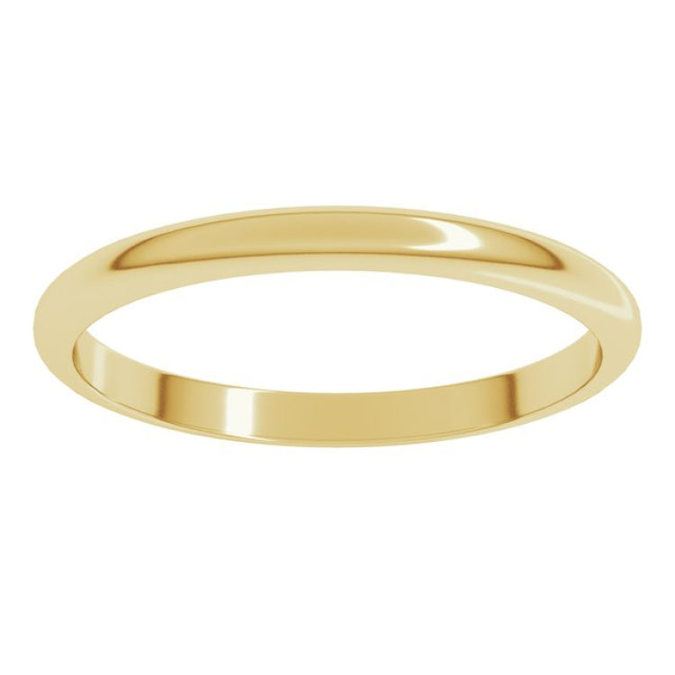 14K Yellow Gold 2 mm Half Round Band Size 10.5