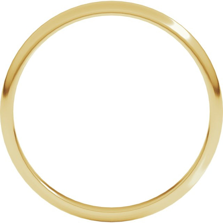 18K Yellow Gold 2 mm Lightweight Half Round Band Size 5.5