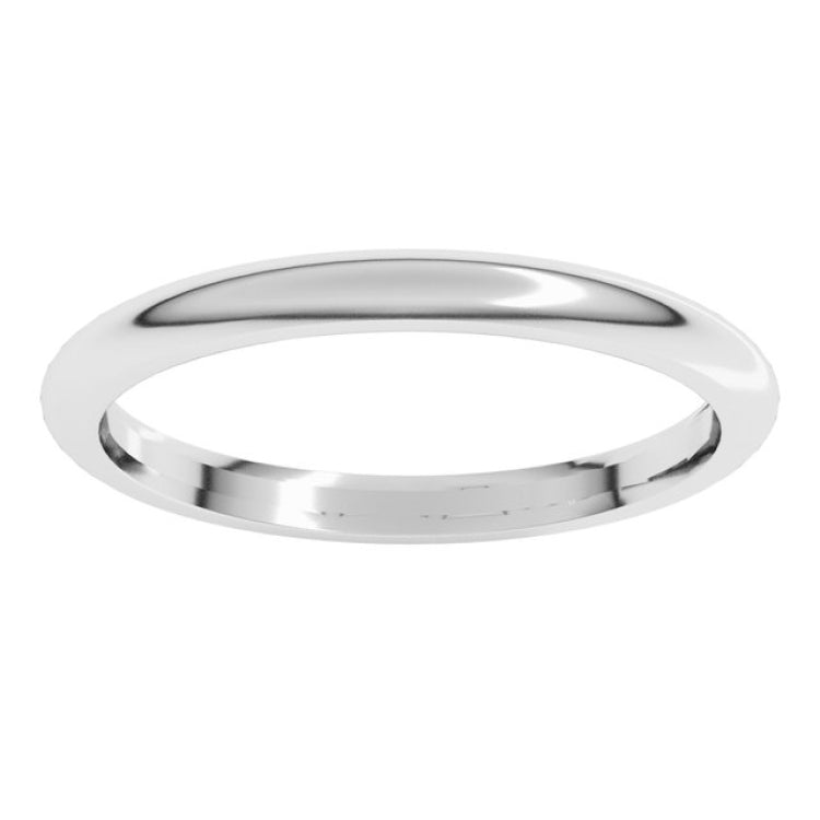 14K X1 White Gold 2 mm Comfort-Fit Half Round Band Size 4