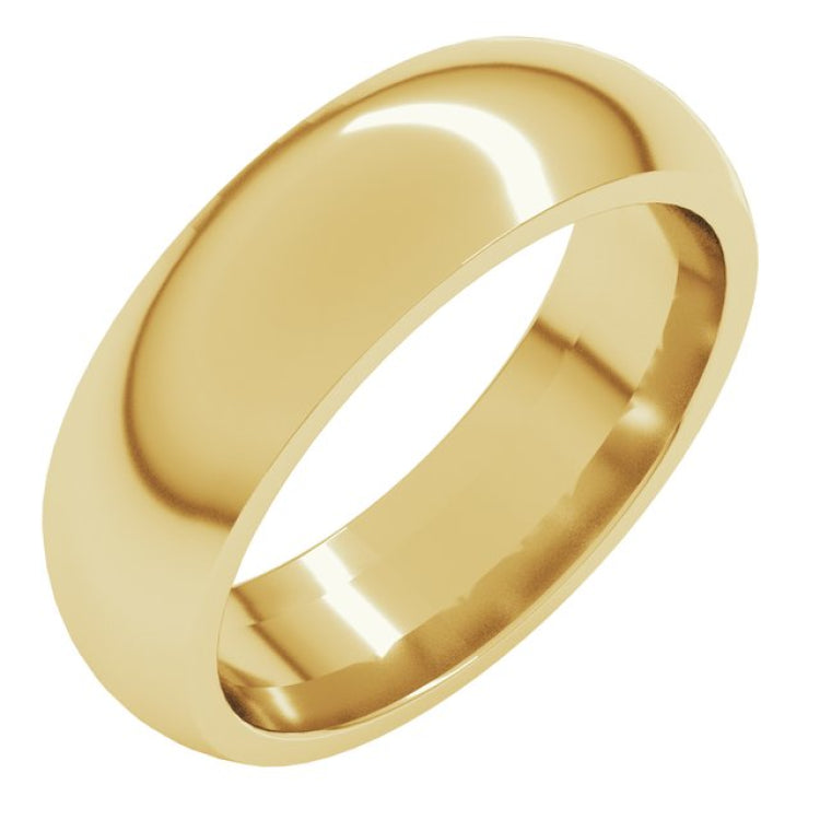 14K Yellow Gold 6 mm Comfort-Fit Half Round Band Size 8