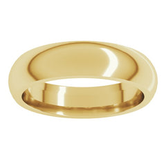 14K Yellow Gold 5 mm Comfort-Fit Half Round Band Size 6