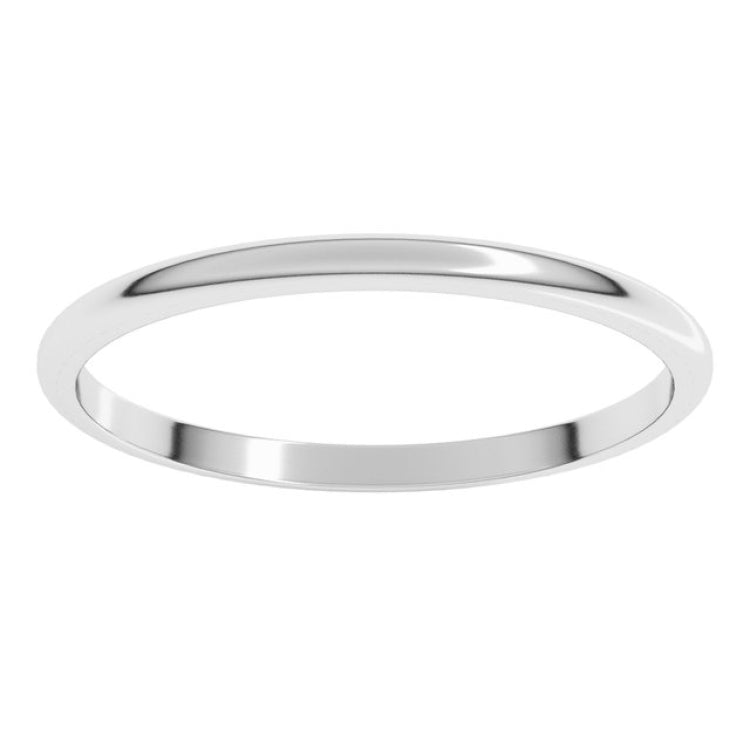 14K White Gold 1.5 mm Lightweight Half Round Band Size 6.5
